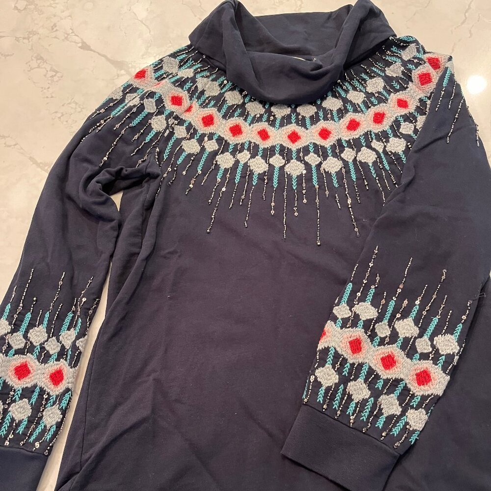 Soft Surroundings blue beaded sweather